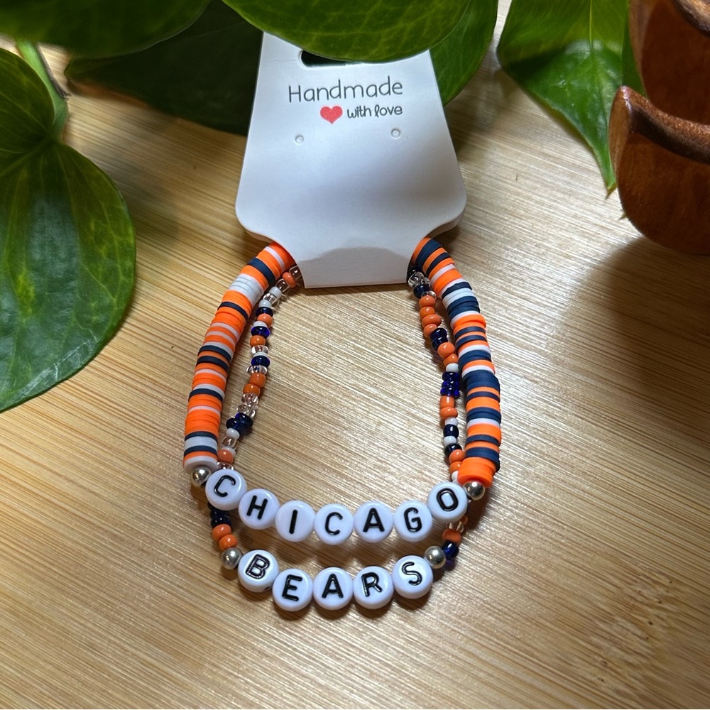 Chicago Bears Football Fan Bracelet Set - Flexible Fit‎ - Sports Jewelry